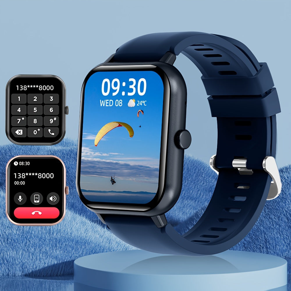 Часы LifeBee Smartwatch для мужчин и женщин - 4,65 см полный сенсорный экран, функция звонка, более 100 режимов упражнений, шагомер, отслеживание расстояния и калорий, USB зарядка, красный, фитнес и мультиспорт