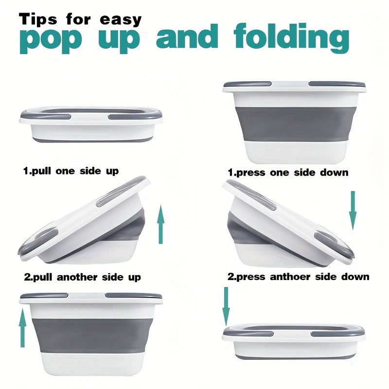 16L Egiluvchan Silikon va PP qozon, tutqich bilan, sayohat qilish, tozalash va uy uchun