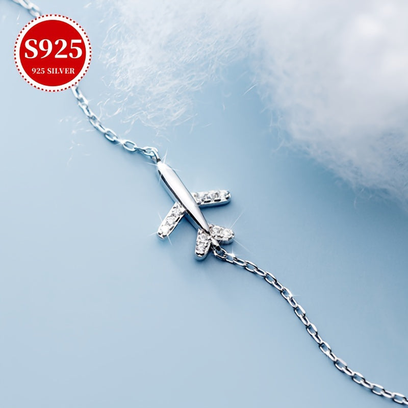 Pulsera de avión de papel de plata 925 con baño de oro de 18K y zirconia sintética