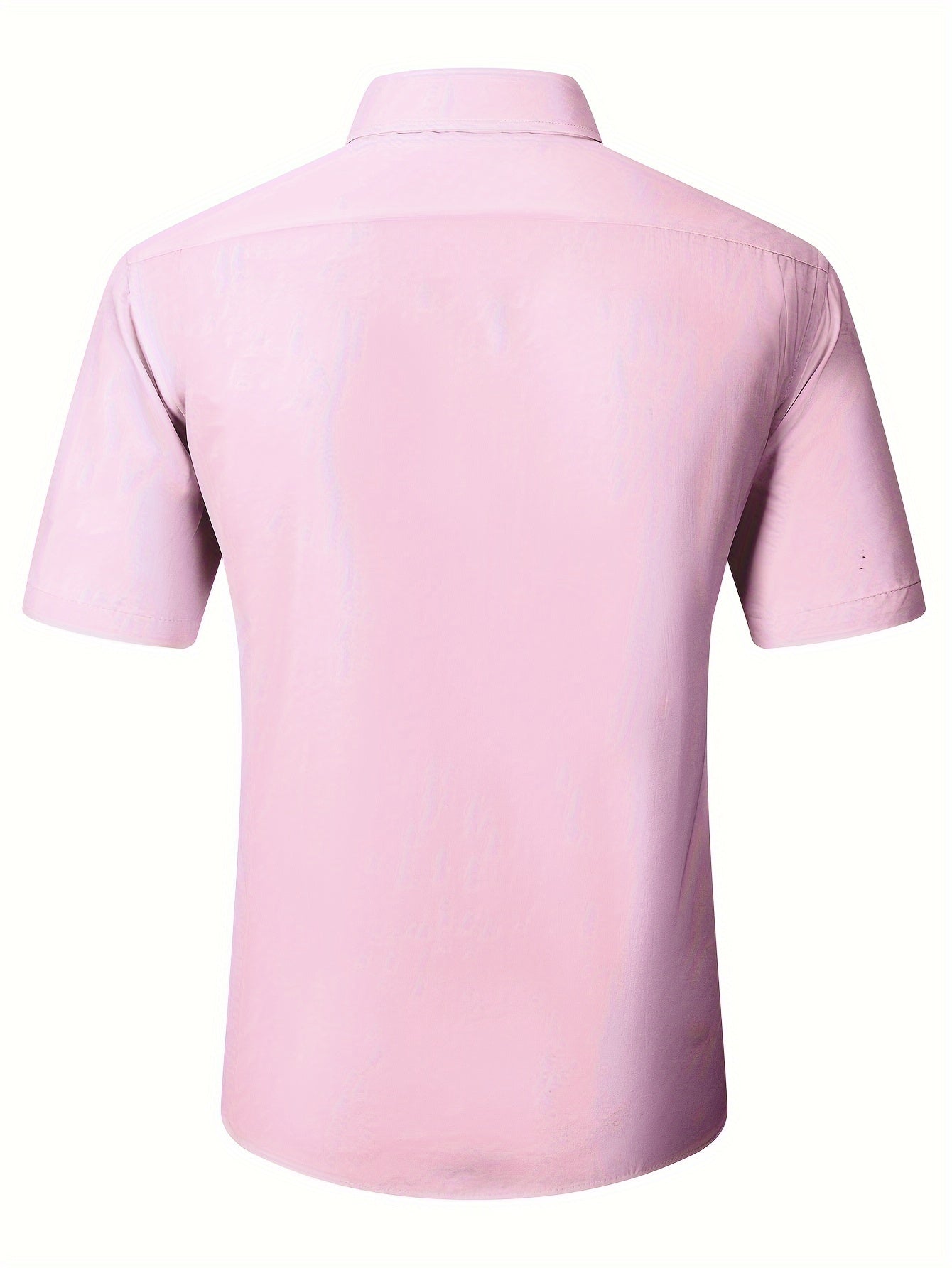 Camisa de manga corta para hombre, poliéster elastano, color sólido, casual, verano, corte regular