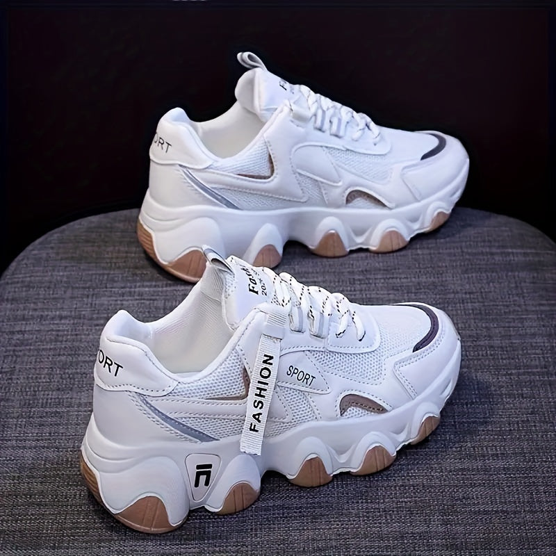 Women's Colorblock Mesh Sneakers with Soft Sole Platform and Breathable Low-Top Design