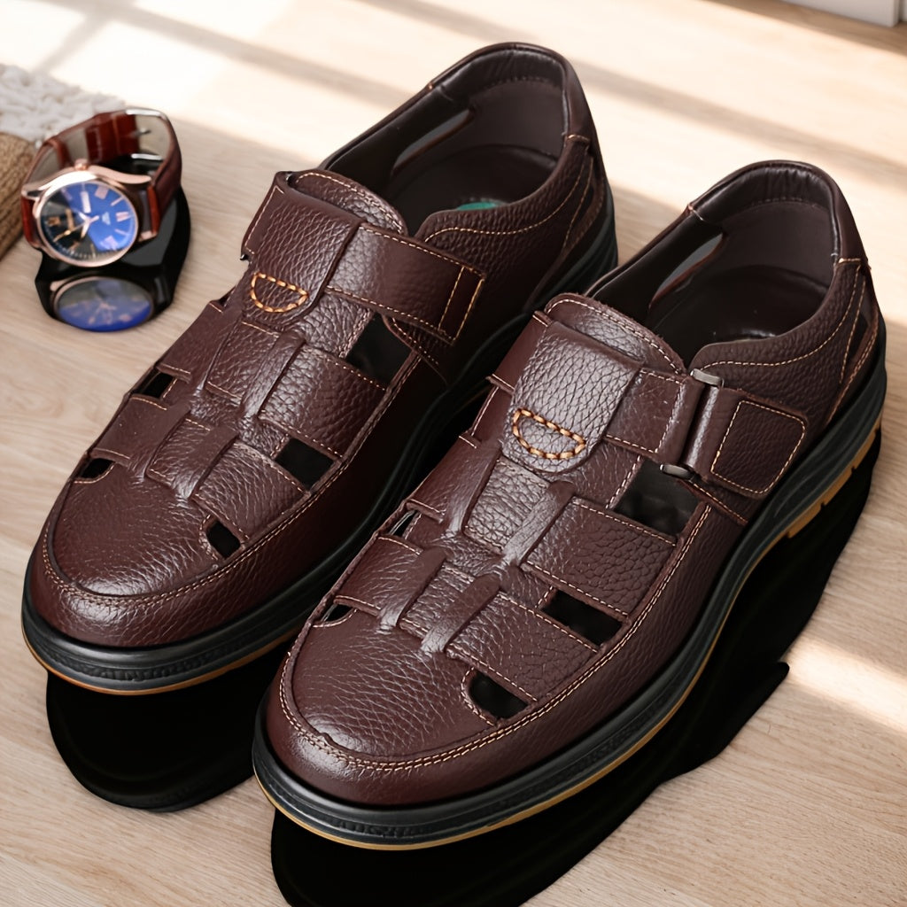 Erkaklar uchun 2025-yil yozgi bo'sh joyli tasodifiy poyabzal, yuqori qatlamli mol go'shti ustki qismi, sirpanmaydigan kauchuk taglik va nafas oladigan hidga qarshi plyaj sandallari, piyoda yurish va ochiq havoda faoliyatlar uchun.