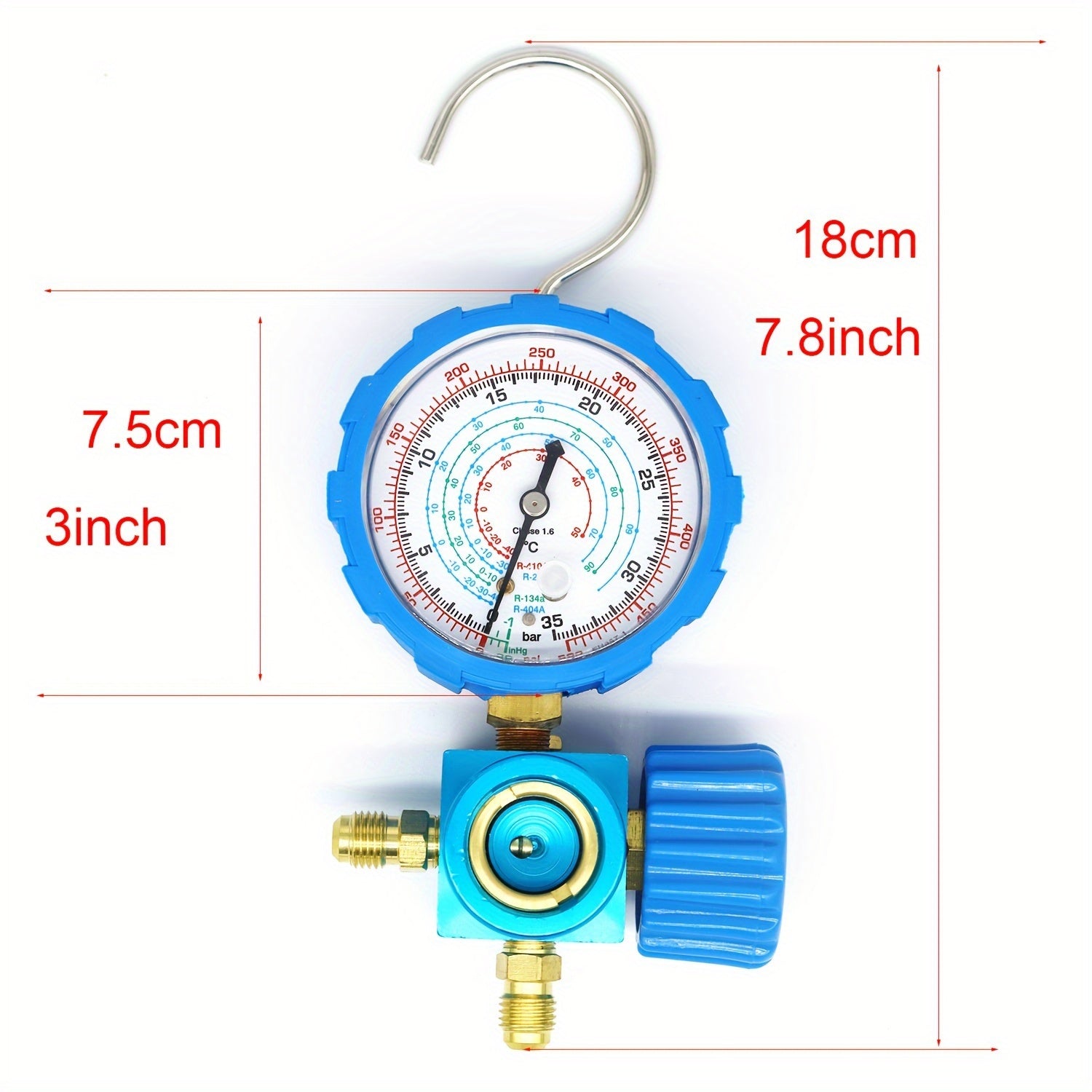 Three-Way Manifold Pressure Gauge Valve for R407C R22 R134a R404A Refrigerants