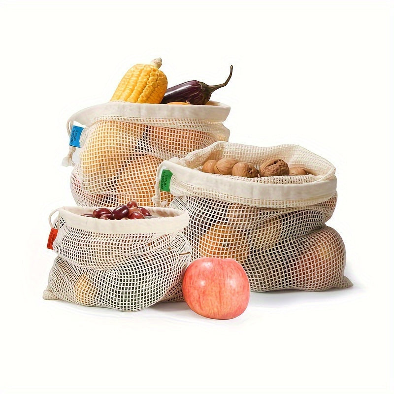 Square Mesh Storage Bag Reusable Fruit and Vegetable Bag with Drawstring
