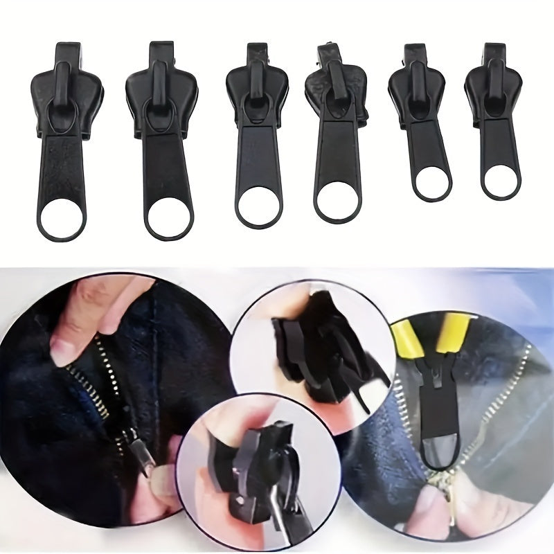 Zipper Repair Kit with Polished Metal Finish for Clothing, 6 Pieces