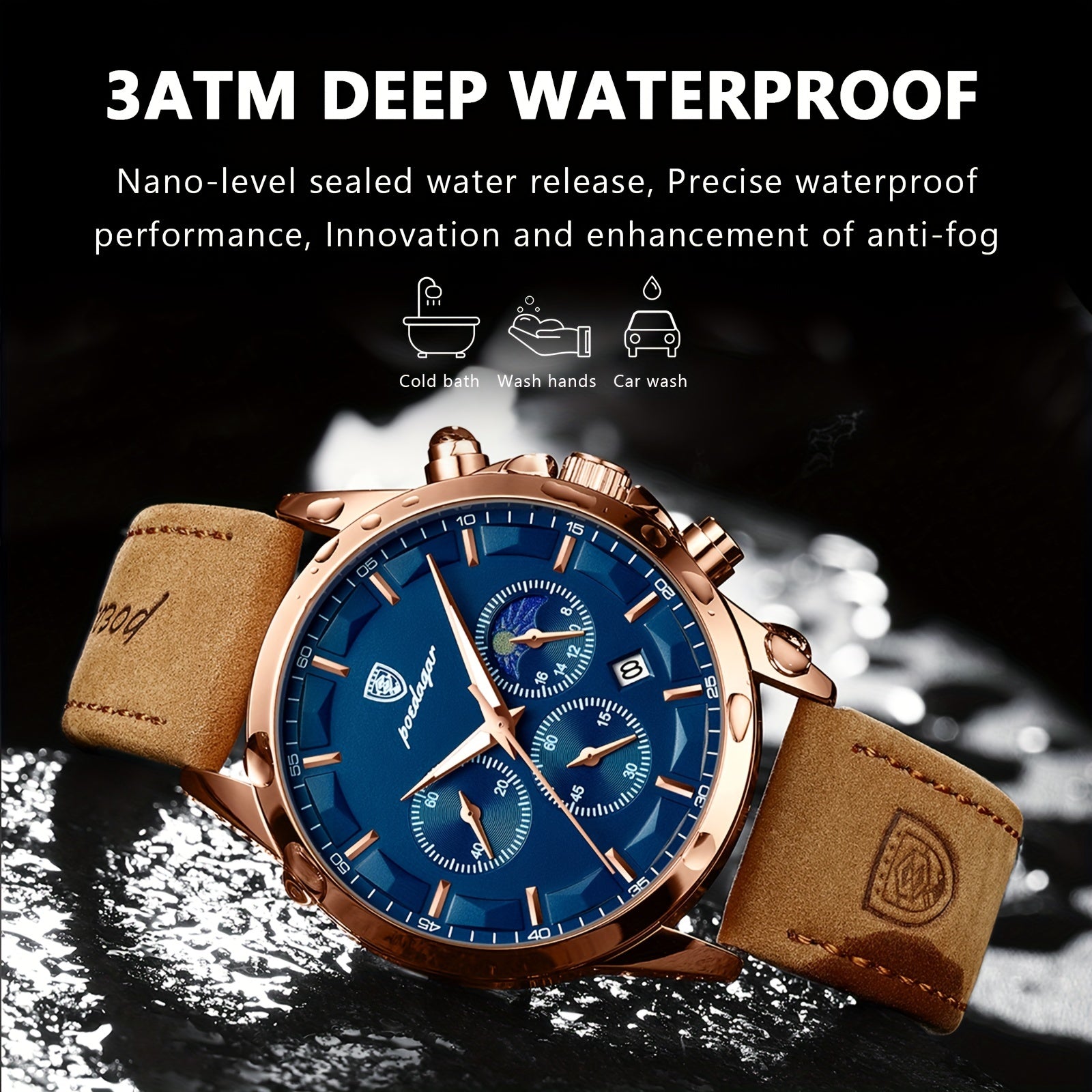 Men's Waterproof Luminous Calendar Watch with Date Display