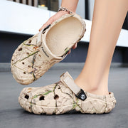 Women's Breathable EVA Summer Sandals Strappy Camouflage Flats Khaki
