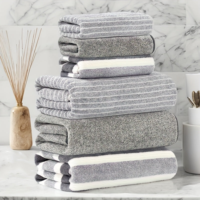 6-Piece Ultra-Soft Coral Fleece Towel Set with Bath and Hand Towels