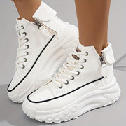 Women Chunky White Platform Sneakers with Thick Sole All-Season Casual