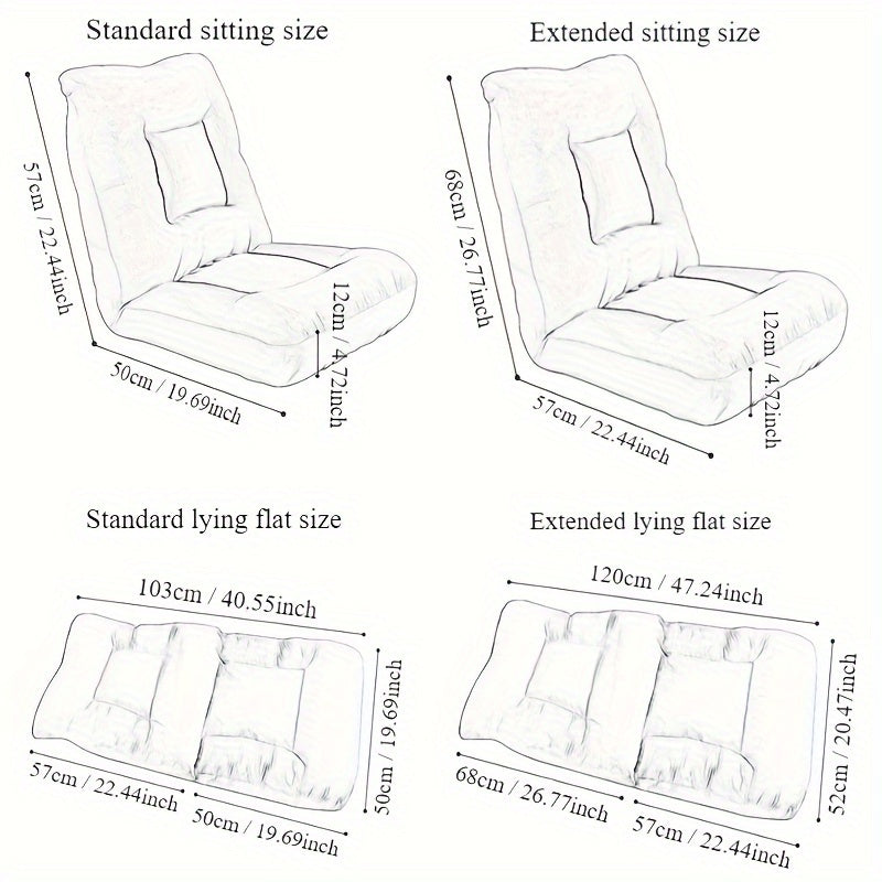 Foldable Lazy Sofa Chair for Bay Windows and Bedside Lounging in Tatami Style