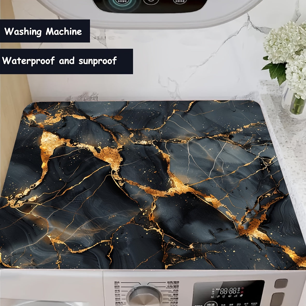 Qora va oltin marmar yuvish mashinasi qoplami mato, sirpanishga qarshi, singdiruvchi, yuqori pad