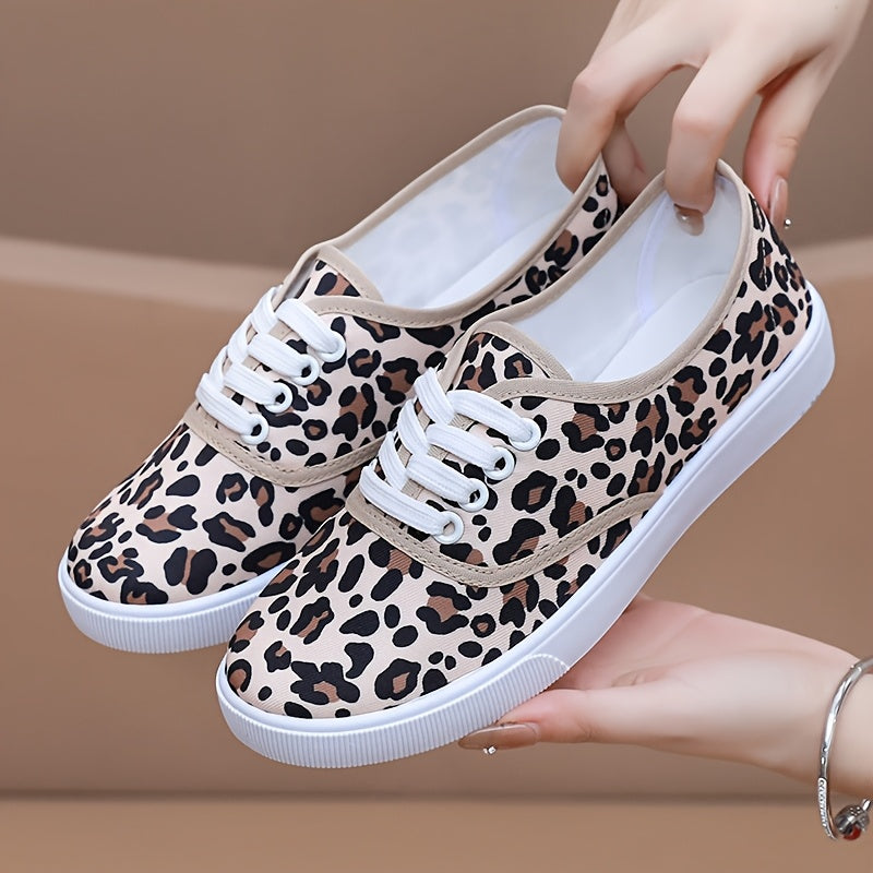 Women's Low-Top Lace-Up Flats Beige Black Breathable Casual All-Season Shoes