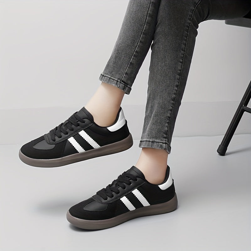 Women's Breathable PU Upper Skateboard Sneakers Lightweight All-Season Rubber Sole