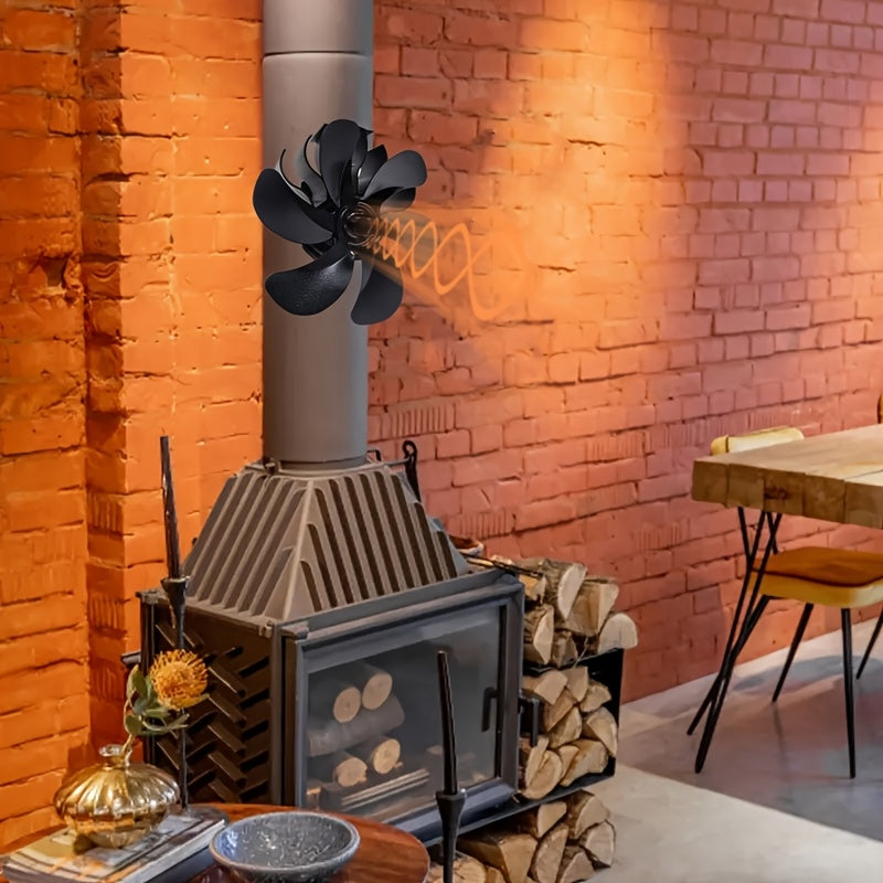 Wood Log Burner Fireplace Stove Fan 6 Blades Warm Air Wall Mount