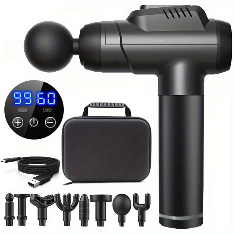 Zaryadlanadigan Fascia quroli, 8 massaj boshli, LED ekran va 99 darajadagi mushak massaji bilan