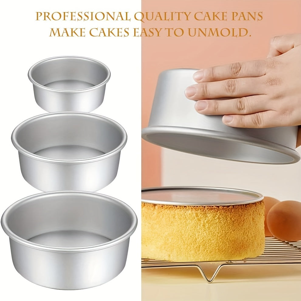 Removable Bottom Round Cake Pans Set 3 Sizes Non-Stick Aluminum Baking Molds