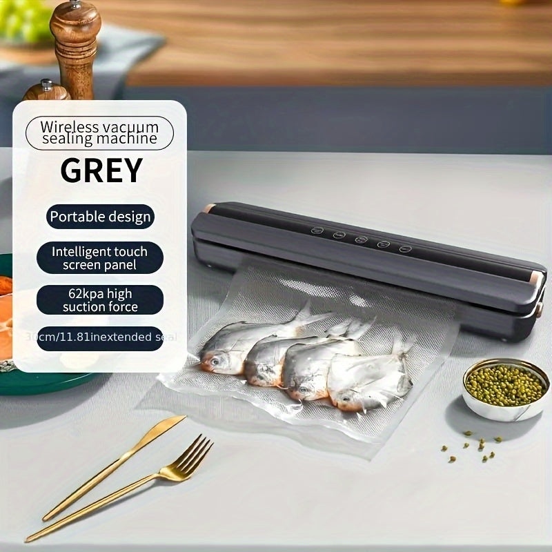 Selladora de vacío inalámbrica con alta potencia de succión, recargable por USB, conservación de alimentos 1500mAh