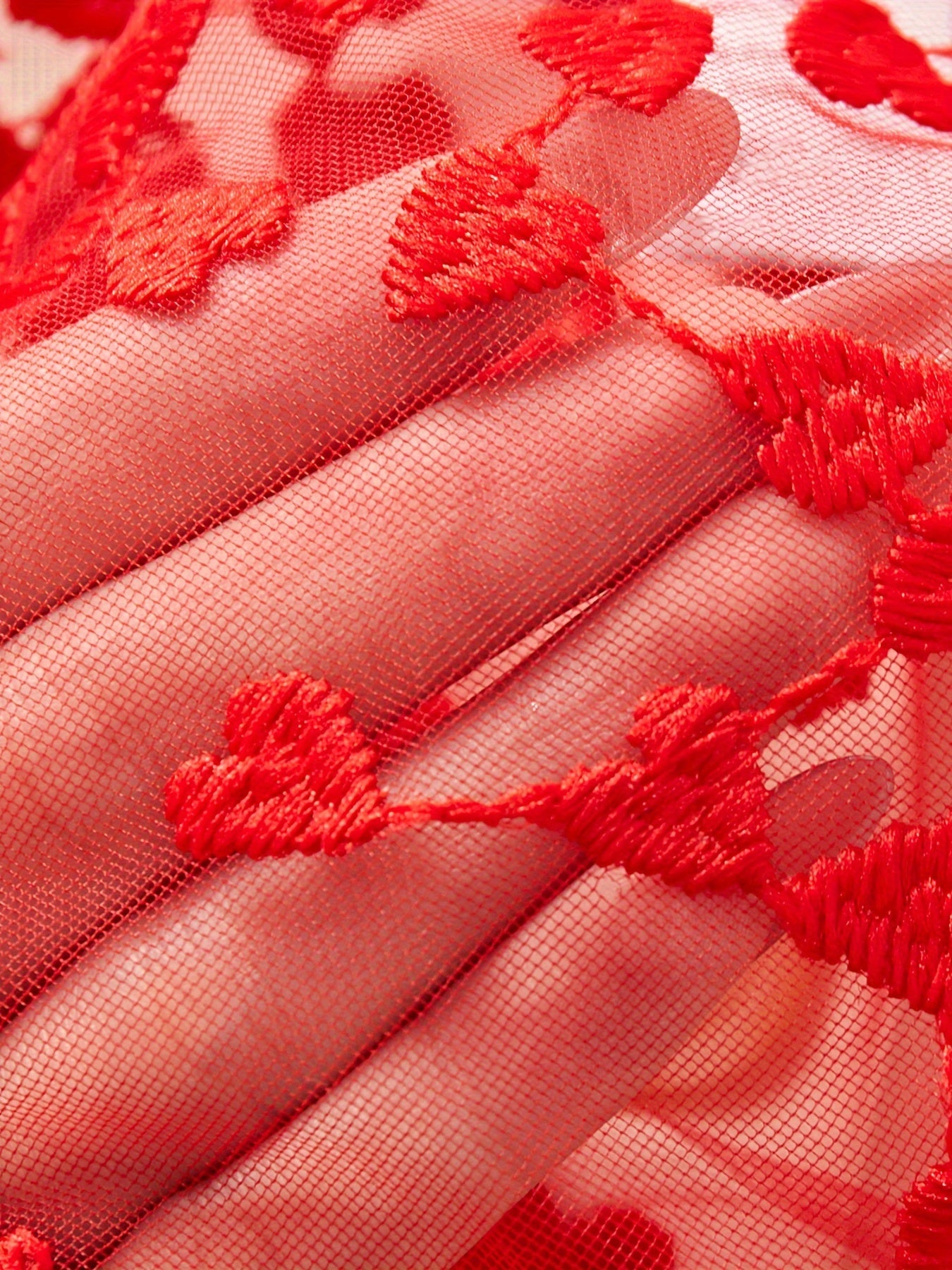 Adult Red Lace Lingerie Set with Bow Accents for Women