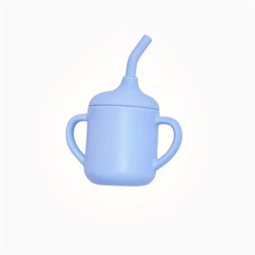Kids Silicone Drinking Cup with Handles and Straw for Smoothies and Snacks