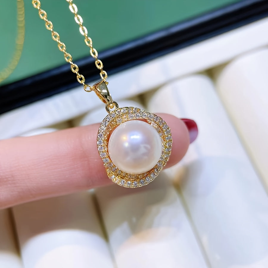 Birds Nest Jewelry Set with Freshwater Pearls Gold-Plated Necklace Ring Earrings for Women