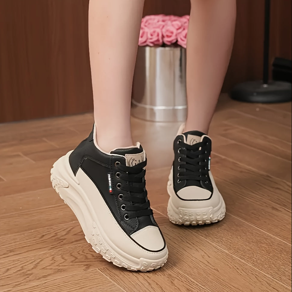 Zapatillas altas para mujer con plataforma ligera, con cordones, para todas las estaciones