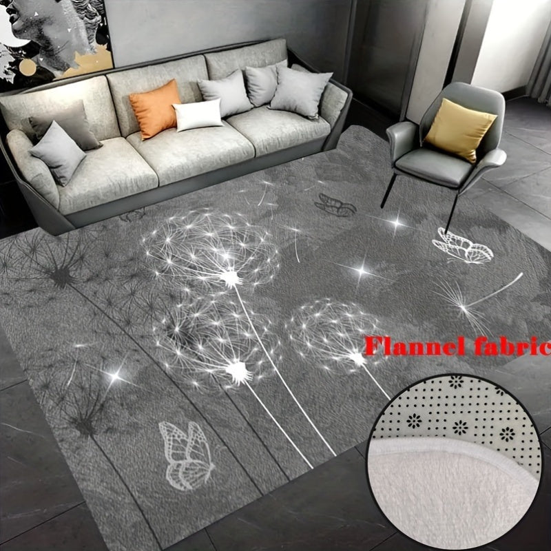 Gray Floral Dandelion Vintage Pattern Rug for Entryways and Bedrooms