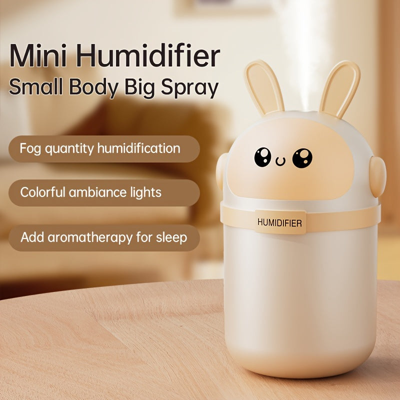 Cute Pink and White Rabbit Ultrasonic Humidifier with Nano Mist for Bedroom and Car