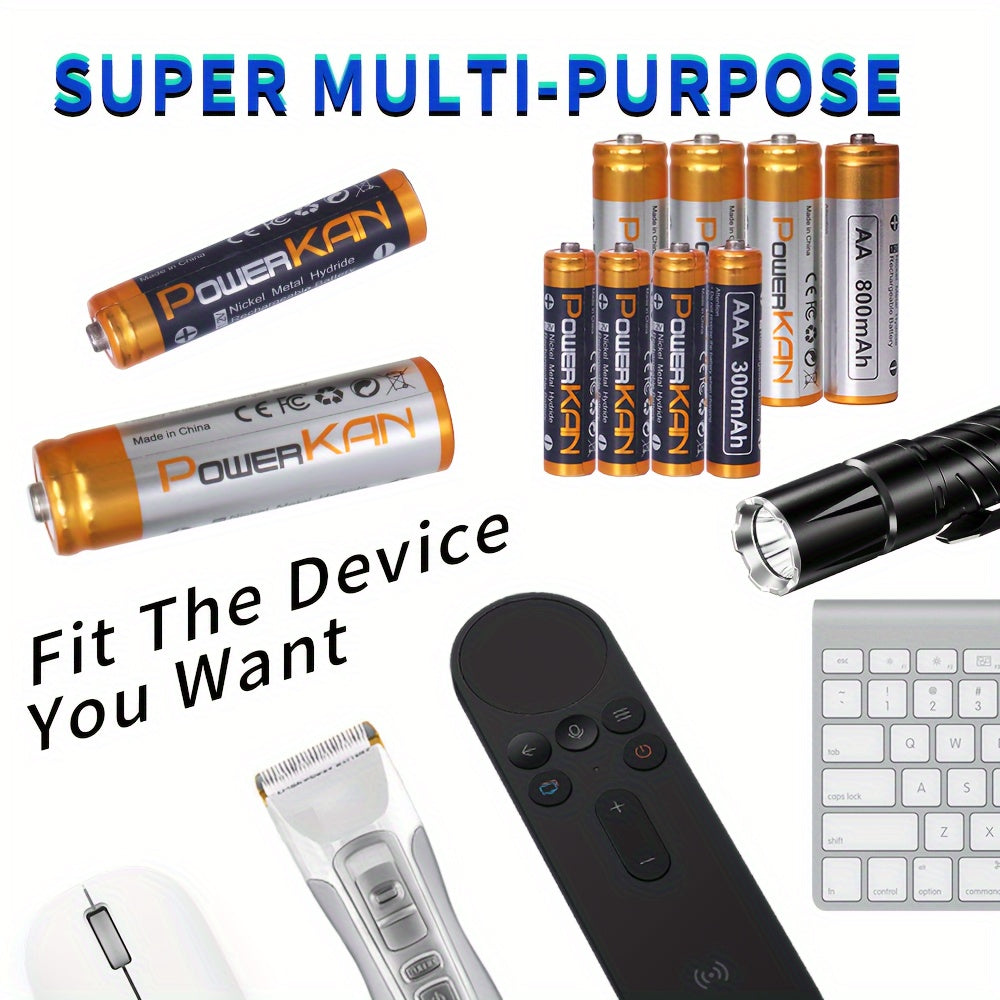Rechargeable NiMH AA AAA Battery Set with Fast Charger and USB Indicator