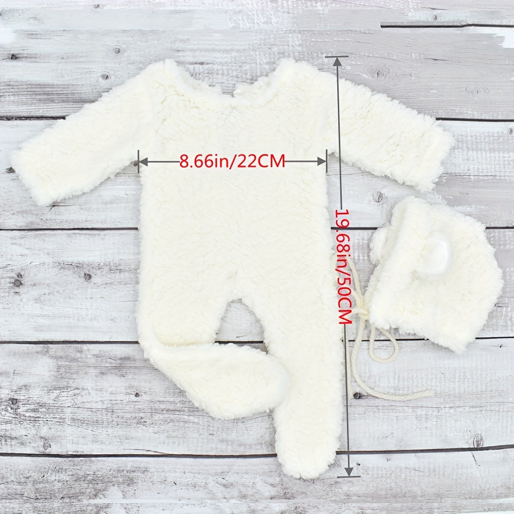 Baby Girl Acrylic Bear Outfit Set with Matching Hat in Pink Brown Grey or White