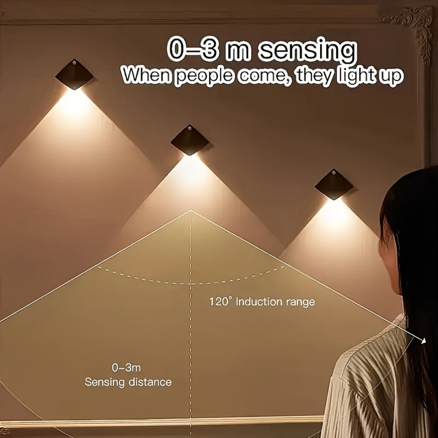 LED Night Light with Sensor, Battery Operated, Wall or Cabinet Mount, Small Night Light for Bedroom Kitchen Bathroom