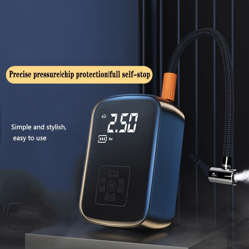 Wireless Rechargeable Car Tire Inflator Pump with Pressure Gauge