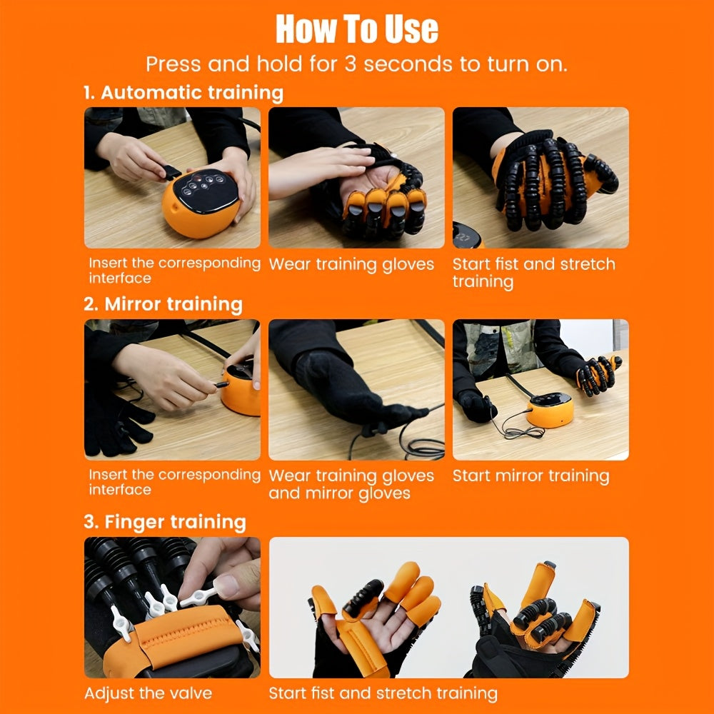 Rehabilitation Gloves with Heated Hand Function Rechargeable Strength Adjustment Voice Control