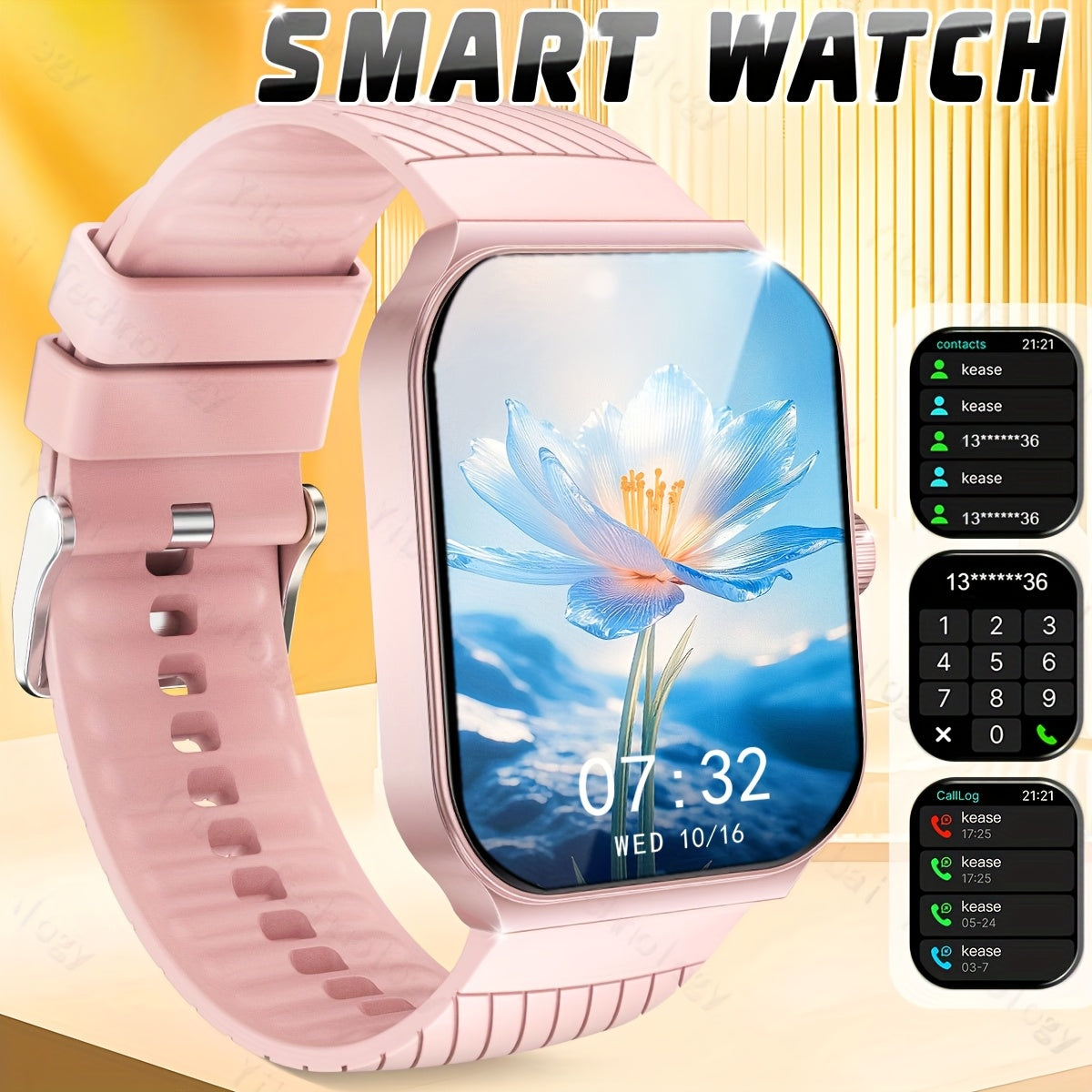 Unisex Multifunctional Smart Watch with Wireless Calls Messages Sports Modes Remote Camera Music Control