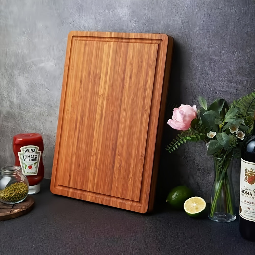 Large Bamboo Cutting Board with Juice Groove, Butcher Block, Food Safe Serving Tray
