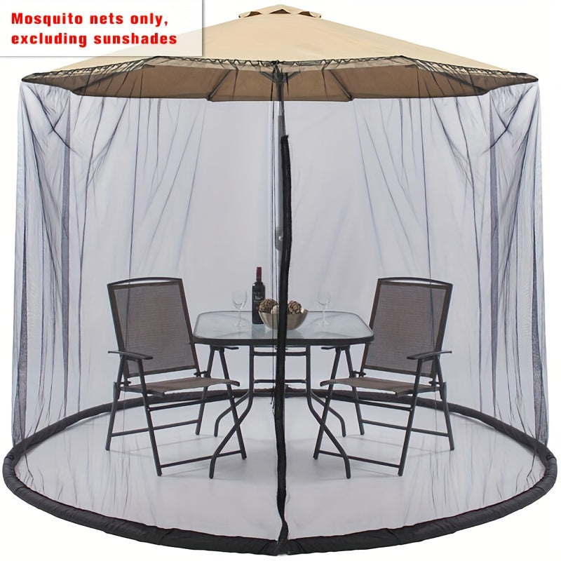 Patio Umbrella Cover Mosquito Net with Double Zipper Door and Adjustable Drawstring for 3.05 Meter Outdoor Garden Umbrellas