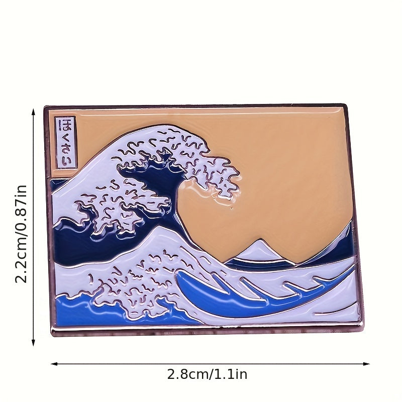 Enamel Pin The Great Wave Pattern Cartoon Brooch for Clothing and Accessories
