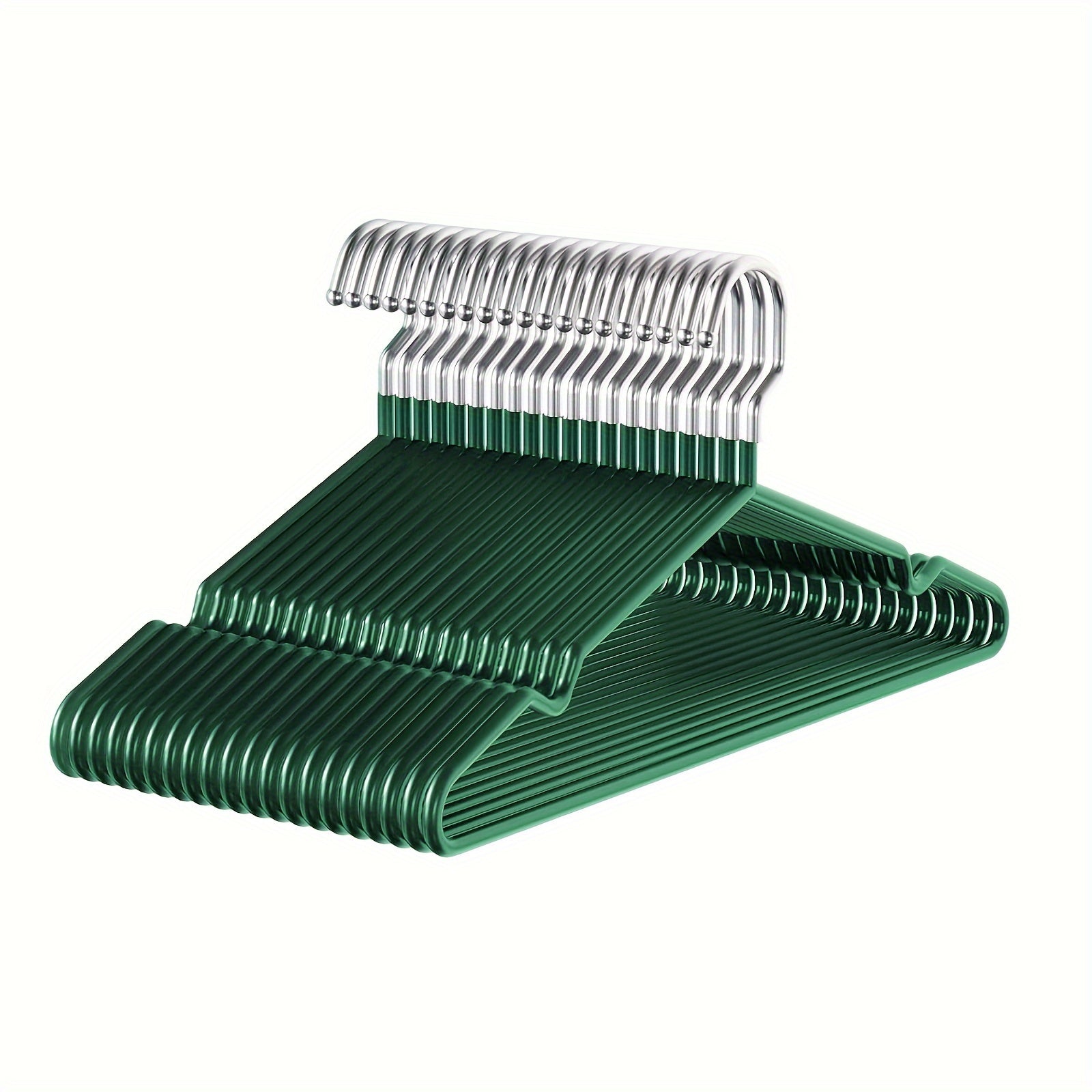 Set of 10 Heavy Duty Non-Slip Metal Clothes Hangers with Grooves for Bedroom Bathroom Dorm