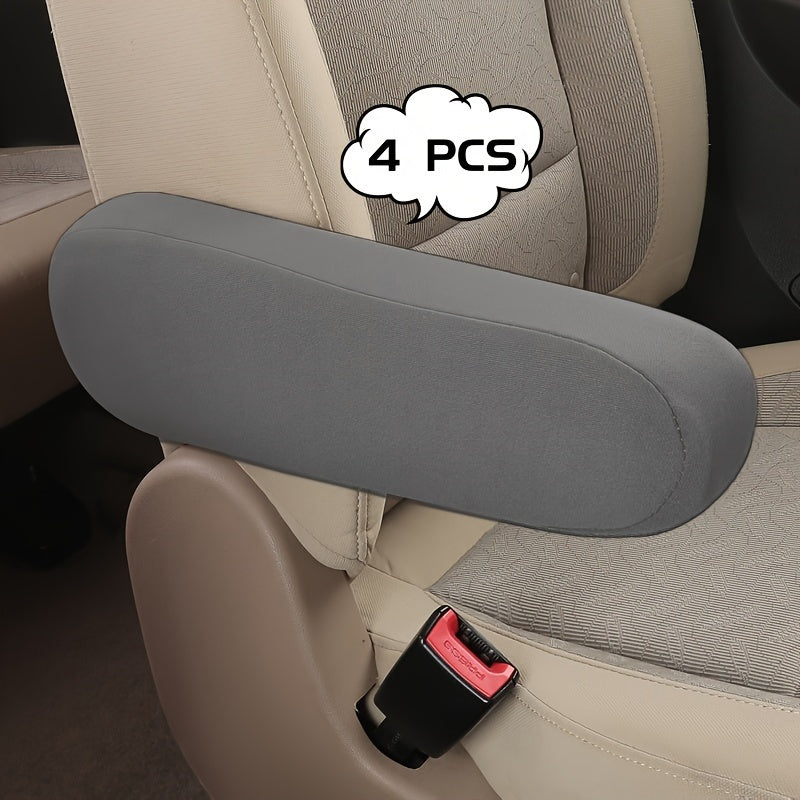 4 Pcs Gray Elastic Fabric Car Seat Armrest Covers Washable Polyester