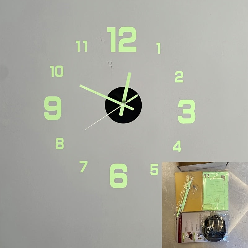 Modern Nordic Acrylic Wall Clock with Night Light 40cm Luminous Numbers Easy Installation for Living Room Bedroom