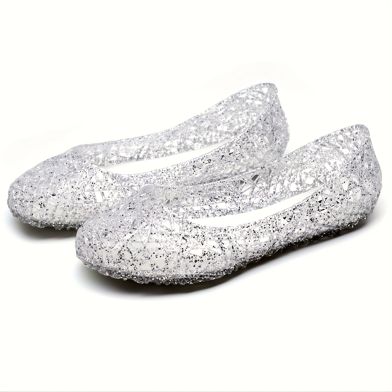 Sandalias planas transpirables de cristal para mujer, sandalias de verano de malla con slip-on en rosa, gris y marrón