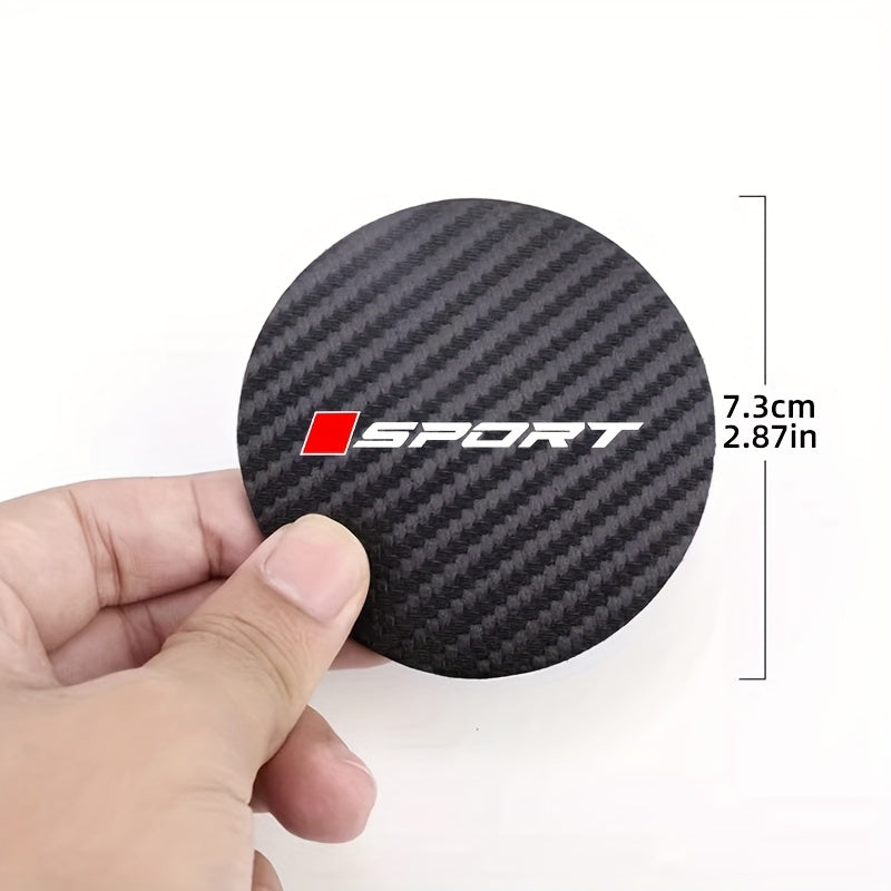 2pcs Non-Slip Carbon Fiber Car Cup Holder Coasters Round Interior Accessories