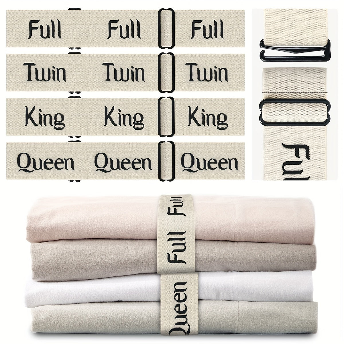 Set of 2 Adjustable Bedding Organizer Straps Elastic Bands for Sheets Pillows and Toys