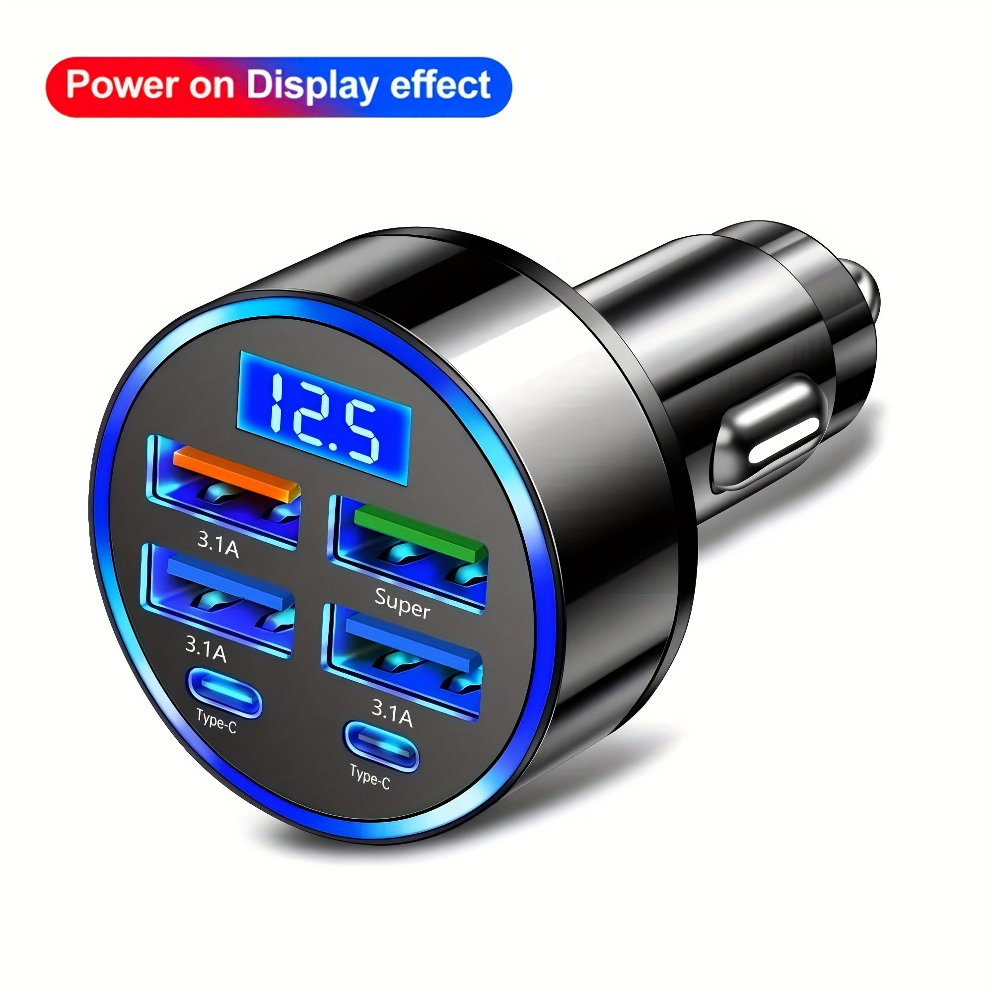 Cargador de coche de 4 puertos, carga rápida, multi-dispositivo, USB Type-C QC3.0, accesorio portátil para coche