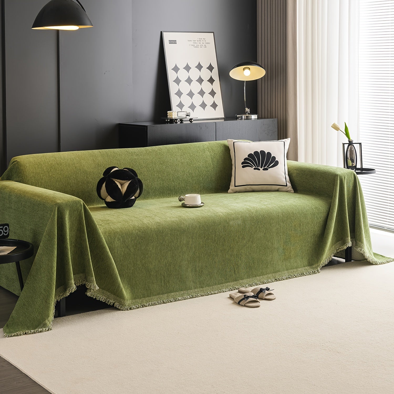 Tasselli suv o'tkazmaydigan divan qoplamasi, yuvilishi mumkin va bardoshli, yashash xonasi uy bezaklari uchun universal mebelni himoya qilish.