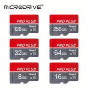 High-Speed Class 10 U3 MicroSD Card 16GB to 256GB Red and Gray for Smartphones Tablets