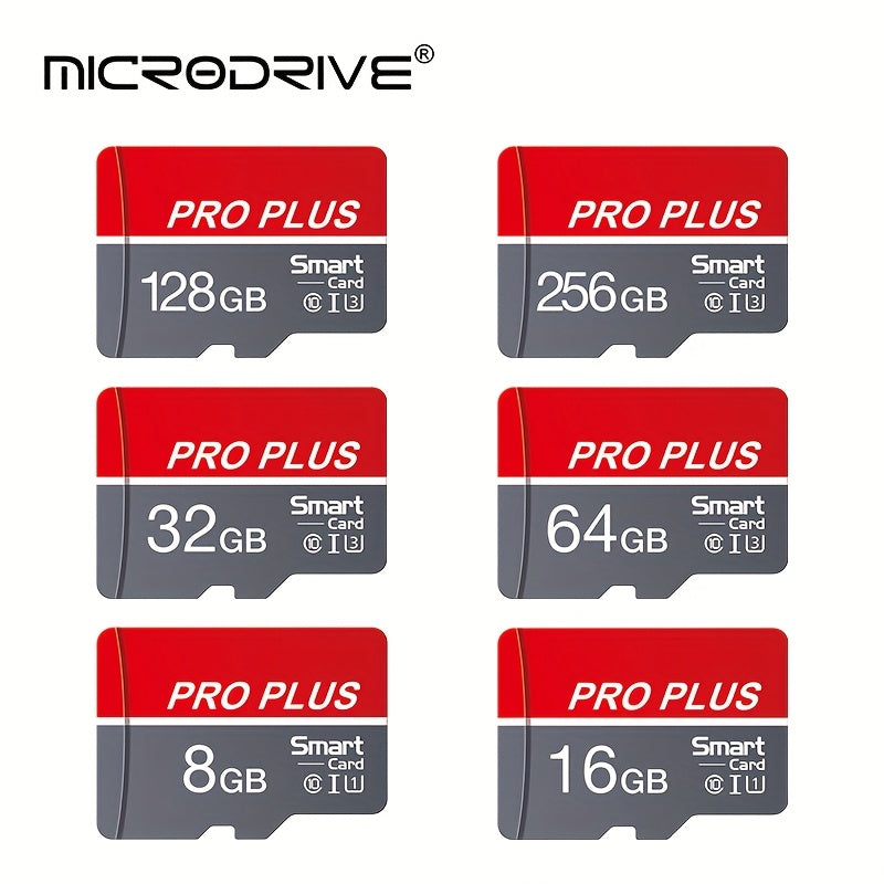 High-Speed Class 10 U3 MicroSD Card 16GB to 256GB Red and Gray for Smartphones Tablets