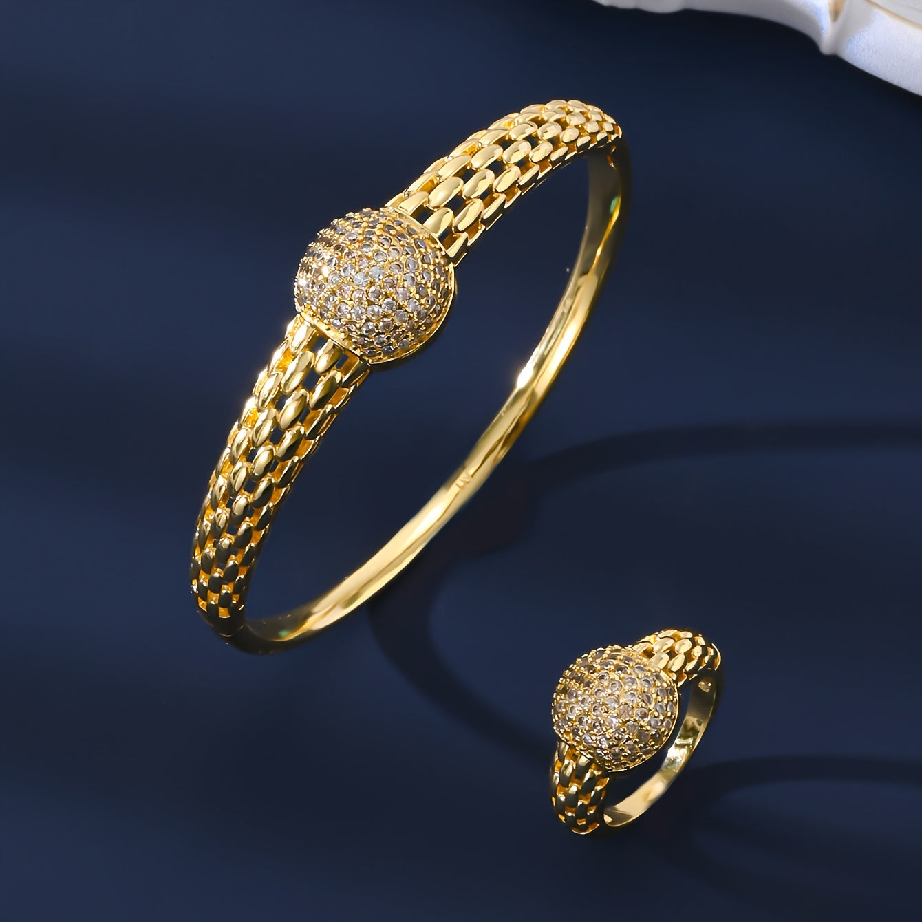 Conjunto de joyería de cobre con baño de oro de 18K y zirconia sintética para el Día de San Valentín