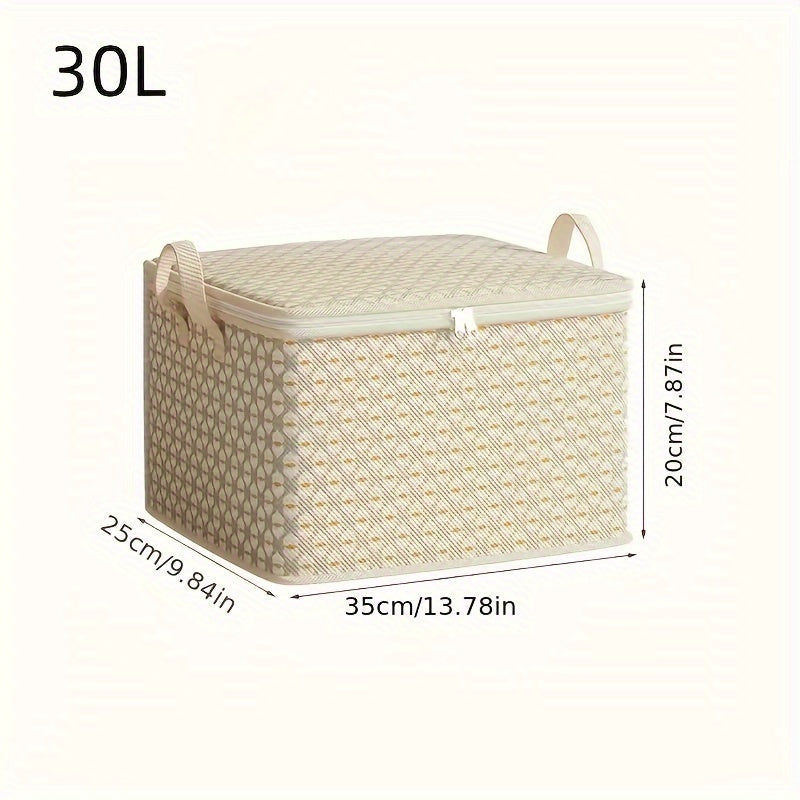 Large Plaid Storage Box with Handles and Double Zippers for Clothing Bedding and Moving