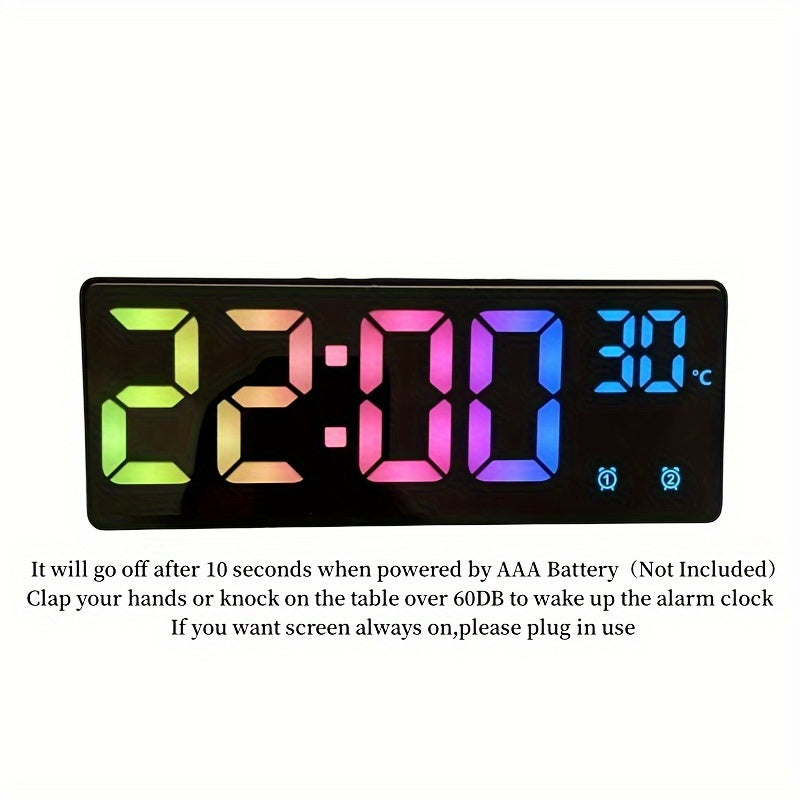 Digital Alarm Clock Voice Control Dual Alarm Night Mode Adjustable Brightness USB Powered