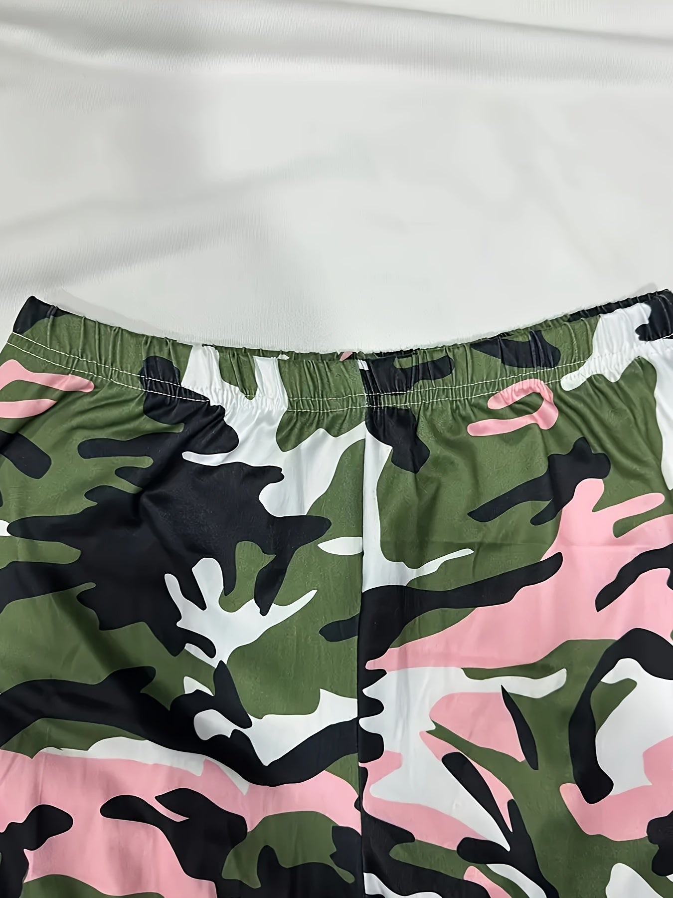 Mono de mujer de talla grande con estampado de camuflaje, manga corta, poliéster elástico, ropa casual para el trabajo